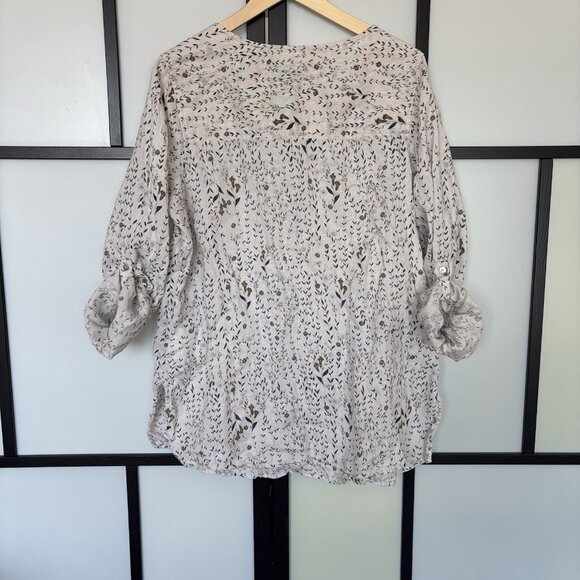 CYNTHIA ROWLEY Linen Floral Blouse Women’s 1X Coastal Femenine Boho Cottagecore - Picture 11 of 16